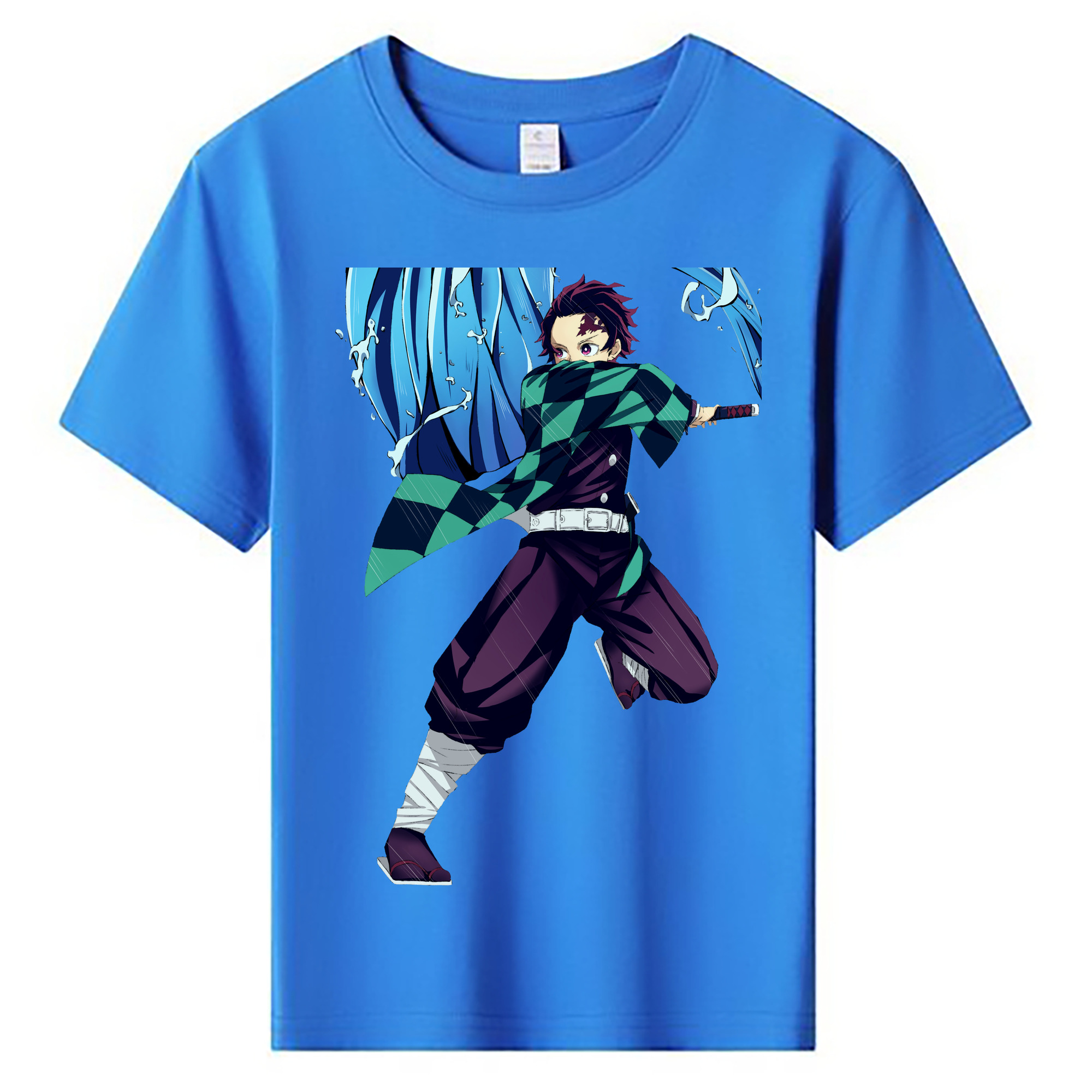 （画像用） 鬼滅の刃 竈門 炭治郎／かまど たんじろう Kamado Tanjirou 綿100％キッズTシャツ（フロントプリント）